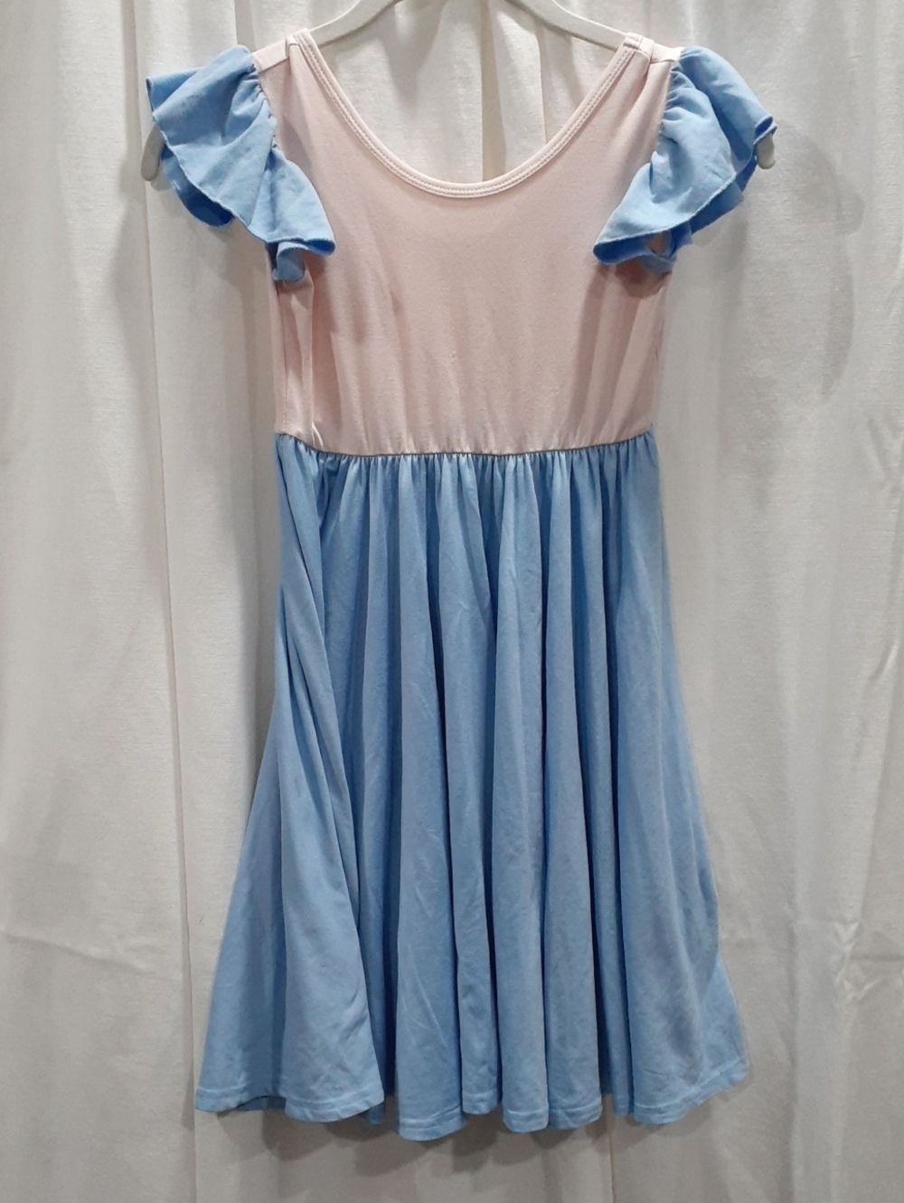 Dot Dot Smile Pastel Blue/ Soft Pink Empire Dress Size 7